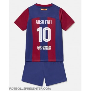 Barcelona Ansu Fati #10 Hemmatröja Barn 2023-24 Kortärmad (+ korta byxor)